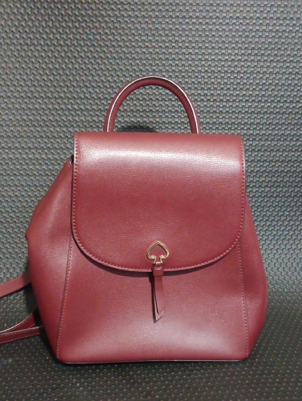 kate spade Burgundy Leather Backpack with Heart Accent